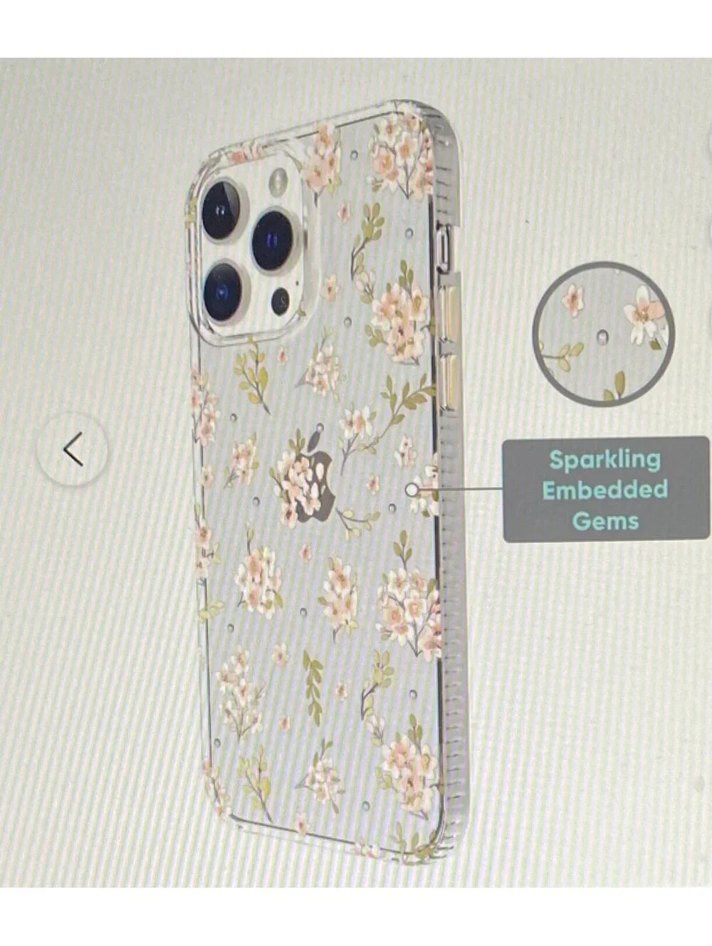 Onn Case for iPhone 14/13/12 Pro Max Pink Floral Gems
